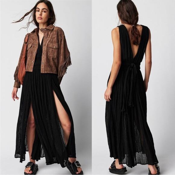 Jen's Pirate Booty Dresses & Skirts - Jens Pirate Booty Free People Prism Black V Neck Gauzy Maxi Dress Womens Size XS
